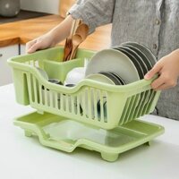Rổ Úp Bát - Kệ Bếp Khay Đựng Chén Bát, Đĩa, Thìa, Đũa Có Khay Thoát Nước Tiện Lợi - Hàng Loại 1 - Chính Hãng MINIIN - Xanh lá