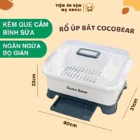 Rổ Úp Chén Bát Cho Bé Coco Bear, Có Nắp Đậy, Kèm Máng Hứng Nước, Úp Bình Sữa, Dụng Cụ Ăn Dặm