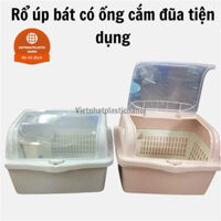Rổ úp chén bát có NẮP ĐẬY Việt Nhật - Khay úp chén bát cho bé 5568 hàng có sẵn