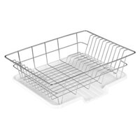 Rổ Úp Chén Dĩa Inox SUS304 Có Khay Nhựa Hứng Nước Thông Minh Prota