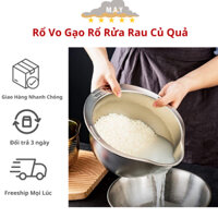 Rổ Vo Gạo Rổ Rửa Rau Củ Quả Bằng Thép Không Gỉ Thiết Kế Đáy Nghiêng Lỗ Nhỏ Dễ Ráo Nước Tiện Dụng Cho Nhà Bếp