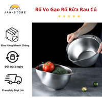 Rổ Vo Gạo Thép Không Gỉ, Rổ Rửa Rau, Hoa Quả Thiết Kế Đáy Ngang Lỗ Nhỏ Dễ Dàng Thoát Nước Tiện Lợi