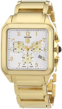 Roberto Cavalli Swiss Made Chronograph Mens Square Watch Gold-Tone Steel Bracelet R7253692045