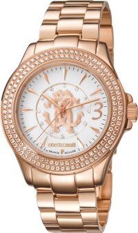 ROBERTO CAVALLI Women's Swiss Quartz Watch Tone Strap, Rose Gold, 17 (Model: RV1L002M0126)