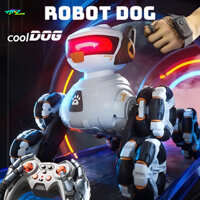 Robot Dog Cyber Cool Dog Điều Khiển Từ Xa Tay Cầm Cảm Biến Linh Hoạt -Robot Di Chuyển Vượt Mọi Địa Hình Có Nhạc Và Đèn