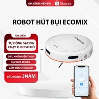 Robot hút bụi lau nhà ECOMIX tự động sạc lực hút 4000PA - kết nối wifi , điều khiển điện thoại - Bảo hành 3 năm