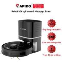 Robot hút bụi lau nhà Rapido Hecquyn Extra 25W, trạm đổ rác thông minh, quét rada, tia UV diệt khuẩn, BH 12 tháng