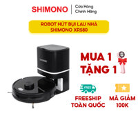 Robot Hút Bụi Lau Nhà SHIMONO XR580 Thông Minh Tự Động Thu Rác, Tự Lạm Sạch Hộc Bụi Tối Đa, Lực Hút 4800Pa