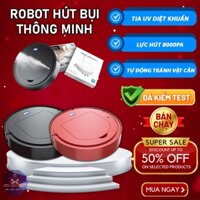 Robot hút bụi lau nhà thông minh, Tích hợp phun sương diệt khuẩn tia UV, Robot hút bụi mini giá rẻ - Bảo hành 1 đổi 1