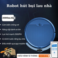 Robot hút bụi quét rác tự động, rô bốt lau nhà thông minh 3 trong 1 có cảm biến, lực hút mạnh, điều khiển qua app