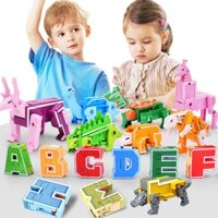 Robot lắp ghép Siêu nhân lắp ráp, đồ chơi bé trai, bé gái - Robot biến hình - Bộ 26 Chữ cái - Động vật