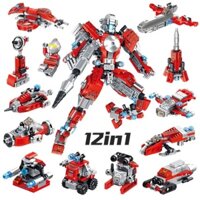 Robot lắp ghép Siêu nhân lắp ráp, đồ chơi bé trai, bé gái - Robot biến hình - Mecha 12 in 1 Nhựa ABS