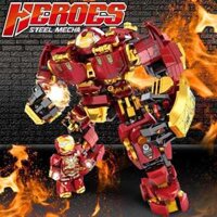 Robot lắp ghép Siêu nhân lắp ráp, đồ chơi bé trai, bé gái- Robot biến hình - Robot Hulkbuster Iron man đỏ Nhựa ABS