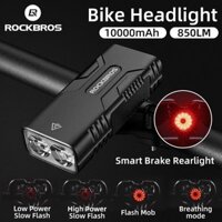 Rockbros 10000mAH Bộ đèn xe đạp 850 Lumens MTB Road Type-C USB Xe đạp chống nước Đèn pin phía trước Đèn pha Phụ kiện đi xe đạp