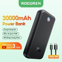 Rocoren 30000mAh PD 35W Ba cổng dung lượng lớn Power Bank Sạc nhanh Pin ngoài cho iPhone Huawei Samsung S24 Macbook Air