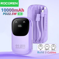 Rocoren Powerbank Sạc Nhanh 22,5W 10000mAh Sạc Dự Phòng Sạc Nhanh Tích Hợp 3 Dây Cáp Pin Di Động Cho iP / Huawei / Samsung / Xiaomi