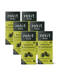 Rokit Pods | Japanese Matcha & Turmeric Golden Tea Pods | Compostable Capsules | Nespresso Coffee Machine Compatible Pods | Instant Drink | No More...