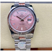 Rolex Day-Date 36 / 41MM XQR31Soft Lãng mạn Mặt số màu hồng dịu dàng Màn hình lịch đôi, Dây đeo bằng thép không gỉ thời trang và cá nhân Đồng hồ nam cơ khí tự động
