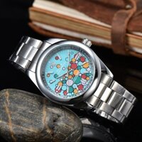 Rolex Đồng Hồ Đeo Tay Mặt Tròn In Hình Hoa Hướng Dương Thời Trang