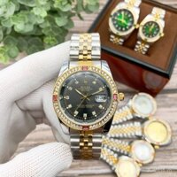 Rolex YY Phụ Nữ Của Quần Áo Log Loại Loạt Phong Trào Cơ Khí Bezel Kim Cương-Studded Phụ Nữ Của Đồng Hồ Thụy Sĩ Đồng Hồ 28Mm Màu Xanh Lá Cây Quay Số Oyster Thép Trường Hợp Oyster Thép Dây Đeo