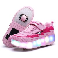 Roller Shoes Girls USB Rechargeable Roller Skate Shoes LED Fashion Sneakers Kids Skateboarding for Boys Shoes with Wheels Comfortable Mesh Surface ...