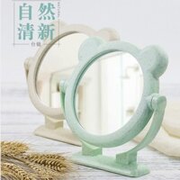 Rơm lúa mì Gấu lớn Máy tính để bàn Gương trang điểm Gấu hoạt hình°Máy tính để bàn xoay Gương hai mặt Hộ gia đình nhỏ
