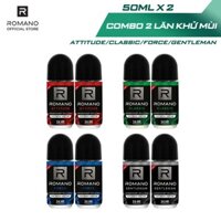 ROMANO  Combo 2 Lăn khử mùi Romano kháng khuẩn & khô thoáng cả ngày 50ml/chai