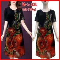 ROMI - ĐẦM SUÔNG TUỔI TRUNG NIÊN VOAN HOA 2 LỚP DÁNG CHỮ A NHIỀU SIZE CHO MẸ U50 U60  3314