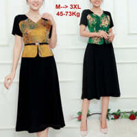 ROMI - Đầm Trung Niên Dự Tiệc Dáng Xoè Dành Tặng Mẹ Phối Phụ Kiện Eo Thanh Lịch Bigsize 46-73kg 3370 3330 3340