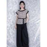 ROMI - HÌNH THẬT SET BỘ DẠO PHỐ KIỂU ÁO CÁNH DƠI PHỐI NÚT CỘT EO IN HỌA TIẾT + QUẦN ỐNG RỘNG ROMI 3131