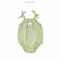 Romper hai dây đính hoa len handmade cho bé -By Ichi kids