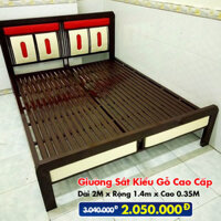 [Rộng 1.4M] Giường Sắt Kiểu Gỗ Cao Cấp DAKITA