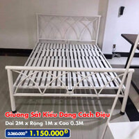[Rộng 1M] Giường Sắt Kiểu Cách Điệu DAKITA Trắng Kem