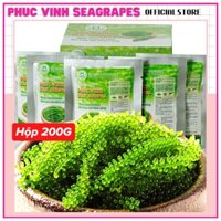 Rong Nho Phúc Vinh tặng kèm nước sốt mè rang giá rẻ Hộp 8 gói 25g, Rong nho tươi 600g hỗ trợ giảm cân, đẹp da, giữ dáng