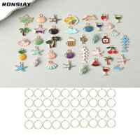 RONSIAY 40 Chiếc Rượu Thủy Tinh Quyến Rũ Thẻ, Hợp Kim Nhiều Màu Sắc Rượu Thủy Tinh Bút Đánh Dấu, Trang Trí Dự Tiệc Hình Dạng Khác Nhau Theo Chủ Đề Bãi Biển Nhẫn Quyến Rũ Tiệc Nếm Rượu