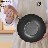 RONSIAY Chảo chiên Mini  được rèn bằng tay có nắp nồi sắt, Đồ dùng nhà bếp không tráng phủ đa chức năng Chảo trứng tráng nấu ăn chống dính Nồi cảm ứng Gas