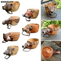 RONSIAY Cốc Gỗ Trang Trí Bát Gỗ Động Vật Ngoài Trời Cốc Nước