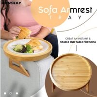 RONSIAY Khay đựng ghế  Bàn bên bằng gỗ có thể gập lại, Phụ kiện phòng khách di động Kẹp trên ghế Sofa tròn Khay đựng trà cà phê