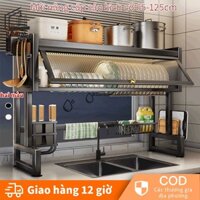 Room 65-105cm kệ đựng chén bát có nắp đậy,Kệ đựng bát đĩa Trên Bồn Rửa Bát Đa Năng-kệ để chén bát