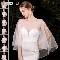 Roooku Váy cưới cô dâu Khăn choàng, Áo khoác dự tiệc ren quấn đám cưới, Trang trí váy thời trang Khăn choàng ngắn mềm mại cho nữ