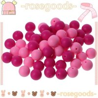 Rose 60 Chiếc Hạt Silicon, Tròn Nhiều Màu Sắc Màu Hồng Hạt Silicon, Đồ Trang Trí DIY Silicone Hồng 15 Mm Trắng Đen 15 Mm Vòng Cổ Hạt Silicon