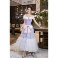 |ROSIE| Charlotte Dress Đầm lưới tím trăng sao thêu đính đá họa tiết trễ vai ROSIE