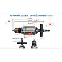 ROTOR MÁY CƯA GỖ CROWN CT 15074 (THÂN 43 - DÀI 163 - 6 RĂNG DẤU SẮC) - MÁY CƯA ĐĨA CẦM TAY