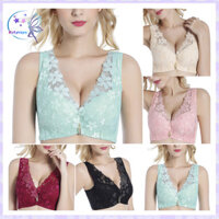 Rotyroya- Plus Size Nữ Màu Trơn Hoa Ren Siêu Mỏng Áo Ngực Gợi Cảm Push-Up Quần Lót