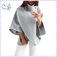 Rotyroya- Thời trang nữ cổ cao Batwing Crossing Poncho Áo khoác ấm áp mùa đông Áo choàng Cape