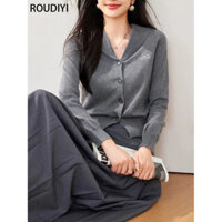 ROUDIYI áo len cardigan áo khoác cardigan phổ biến Trendy Thể thao Casual WMY2480W7T 36Z240907