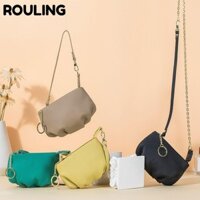 ROULING Túi đeo vai đeo vai , có móc khóa Túi đựng bánh bao đeo chéo phù hợp, Dây chuyền da bò mềm chống thấm nước có thể điều chỉnh Túi Mini nữ