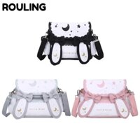 ROULING Túi đeo vai thỏ , Túi đeo chéo Lolita dễ thương, Thắt nơ Kawaii Phong cách Nhật Bản Túi xách nữ