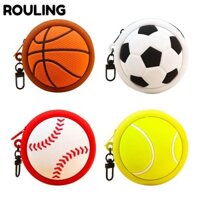 ROULING Túi xách , Túi đựng tai nghe Ví Mini, Túi xách móc chìa khóa hình bóng đá thời trang có dây kéo Ví đựng tiền xu
