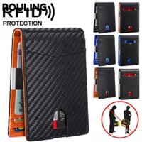 ROULING Ví da , Chặn RFID với Kẹp tiền Ví mỏng nam, Túi phía trước mỏng tối giản Giá đỡ thẻ tín dụng ID chống quét dành cho nam giới